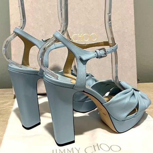 Jimmy Choo Womens Ice Blue Nappa Leather Platform Sandals Size 40.5 Ital… - Picture 2 of 16